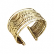 Hammered Bunch Gold Cuff Fashion Bracelet - Brass w/ Gold Plate - 100% Non-allergenic