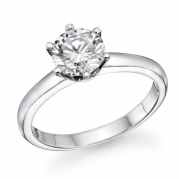 1/2 ct Round Diamond Solitaire Engagement Ring in 14k White Gold