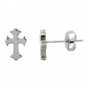 Small Stainless Steel Gothic Cross Stud Earrings, 3/8 inch High