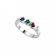 Mothers Ring Customized Solid Sterling Silver with 1 2 3 4 5 or 6 Birthstones S Bar (Sterling Silver, 5.5)