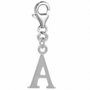 Clip on  Alphabet Letter Charm  Pendant for European Jewelry w/ Lobster Clasp( Choose Your Letter Below) (Letter A)
