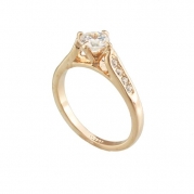 FM42 18k Yellow Gold Plated Solitaire Round Cubic Zirconia Engagement Ring Size 7