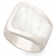 JanKuo Jewelry Silver Tone Semi-Precious Stone Mother of Pearl Cocktail Ring with Gift Box (11)