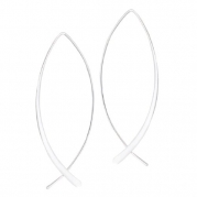 New Christian Ichthus Fish Curved Threader .925 Sterling Silver Earrings