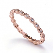 Rose Gold Plated Sterling Silver Wedding & Engagement Ring Clear CZ Eternity Ring 2MM ( Size 4 to 9) Size 9