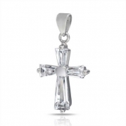 Bling Jewelry Baguette Cubic Zirconia Cross Pendant 925 Sterling Silver