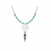 Dream Catcher Turquoise Imitation Necklace Sterling Silver, 16