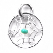 Dream Catcher Sterling Silver Turquoise Imitation Very Small Thin Tiny Charm 10mm