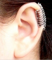 skeleton vertebra earring Ear Wrap Cuff earring Gothic earring Punk Rock earring (Antique silver)
