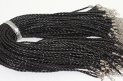 20 Imitation Leather Cord Necklaces Black 18 Inch with Extension Chain and Lobster Claw Clasp