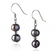 PearlsOnly Cerella Black 6.0-6.5mm A Freshwater Sterling Silver Cultured Pearl Earring Set