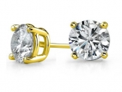 2.00 Carat Total Weight Cubic Zirconia 925 Sterling Silver Gold Plated Overlay Stud Earrings