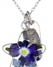 Sterling Silver Pressed Flower Star and Dream Tag Pendant Necklace, 18