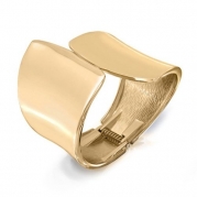 Bling Jewelry Modern Geometric Gold Plated Statement Bangle Cuff Bracelet