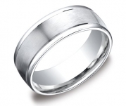 Men's Platinum 8mm Comfort Fit Plain Wedding Band with High Polished Round Edges and Satin Center Size 10