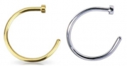 (2pcs) 20g Gold & Silver Plated Nose Ring Piercing Hoop 20 Gauge 5/16