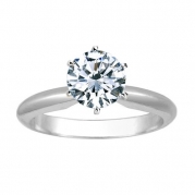 1/4 Carat Round Cut Diamond Solitaire Engagement Ring Platinum 6 Prong (I-J, SI1-SI2, 0.25 c.t.w) Very Good Cut