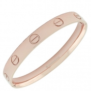 Stainless Steel Rose Gold-Tone Screw Design Womens Handcuff Bracelet