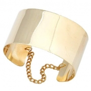 A Pair of Chic Golden Punk Style Wide Cuff Wristband Bracelet