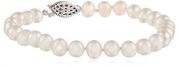 Sterling Silver White Freshwater Cultured Pearl A Grade 6.5-7mm Bracelet, 7.25