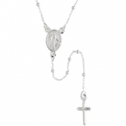Sterling Silver Baby Rosary Necklace 1.8 mm Beads on Cable Chain made in Italy, 18 inch