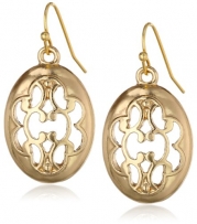 1928 Jewelry Social Essentials Gold-Tone Oval Filigree Drop Earrings
