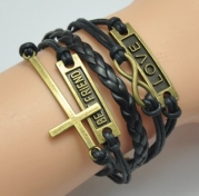 CANIUX Fashion Lady Knit Cross Strands Suede Rope Bracelet Gift