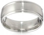 Men's Platinum 8mm Comfort Fit Plain Wedding Band with High Polished Round Edges and Satin Center Size 12