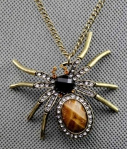 DGI MART Antique Vintage Cute Spider Pendant with Long Chain Necklace