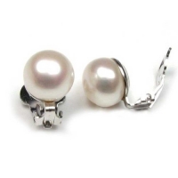 Bling Jewelry Sterling Silver Freshwater White Pearl Clip On Earrings 9mm