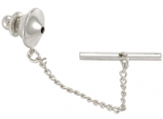 Tie Tack Clutch With Chain 10x11mm Silver Color (1-Pc)