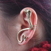 Buyinhouse Antique Vintage Silver Gothic Punk Golden Cobra Snake Women Lady Girl Earring Stud Wearing Left Ear For Party Antique Silver Style