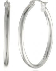 Sterling Silver Polished Tube Hoop Earrings (1.0 Diameter)