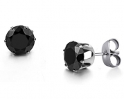 3Aries Titanium Stainless steel Black 7mm CZ Crystal Stud Elegant Women/Men Earrings