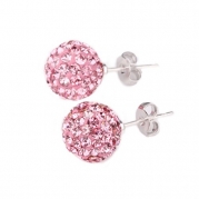 Change New Fashion Womens Sparkle Round Crystal Ball Stud Earrings for Wedding Party (Pink)