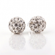 Change New Fashion Womens Sparkle Round Crystal Ball Stud Earrings for Wedding Party (White)