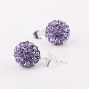 Change New Fashion Womens Sparkle Round Crystal Ball Stud Earrings for Wedding Party (Purple)