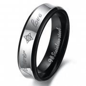 Men - Size 7 - KONOV Jewelry Fashion Stainless Steel Forever Love Couples Promise Ring Mens Womens Wedding Bands
