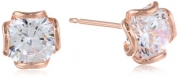 Rose Gold Plated Sterling Silver Simulated Diamond (2cttw) Round Stud Earrings