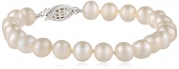 Sterling Silver and White Freshwater Cultured A-Quality Pearl Bracelet (6.5-7mm), 7