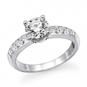 1 ctw. Round Diamond Solitaire Engagement Ring in 14k White Gold Size-6.5