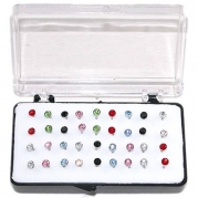 Set of 36 1/8 Crystal Stud Earrings, 18 Pairs, on Nylon Posts in Crystal