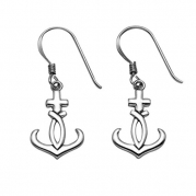 Stainless Steel Christian Anchor Wire Earrings
