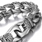 Amazing Stainless Steel Men's link Bracelet Silver Black 9 Inch