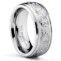 7MM Stainless Steel Ring With Engraved Florentine Design Size 5