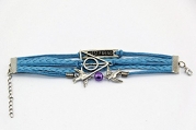 Handmade Best Friend Harry Potter Love Birds Charm Friendship Gift Leather Bracelet - Blue