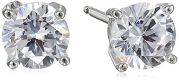 Platinum Plated Sterling Silver Round Cubic Zirconia Studs (1 cttw)