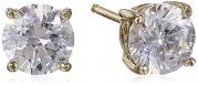 Yellow Gold Plated Sterling Silver Swarovski Zirconia (2cttw) Round Stud Earrings