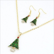 Sannysis Lovely Bib Christmas Gift Set Necklace Earrings (Christmas tree)