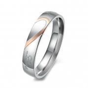Women's Real Love Heart Stainless Steel Band Ring Valentine Love Couples Wedding Engagement Promise Size6